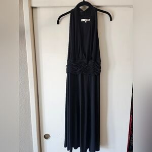 Evan Picone Black Pleated Halter Gown